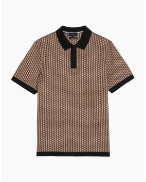 Ted Baker Waysub Regular Geo Polo Shirt - Brown