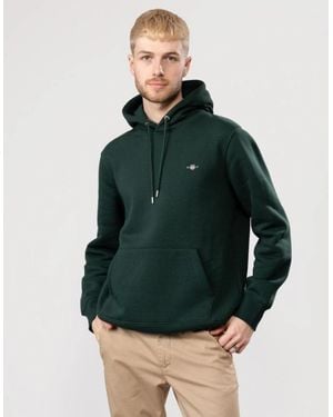 GANT Regular Fit Shield Logo Pullover Hoodie - Green