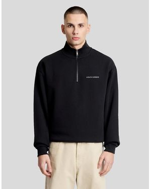 Lyle & Scott Heavyweight Script 1/4 Zip Sweatshirt - Black