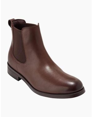 Cole Haan Newmark Grand Leather Chestnut Chelsea Boots - Brown