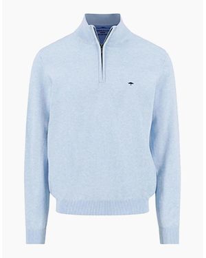 Fynch-Hatton Fynch-Hatton Troyer Half Zip Knitwear New Breeze - Blue
