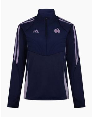 adidas Three Stripes Half Zipper Side Stripes Fitted Cuff Jacket - Blue