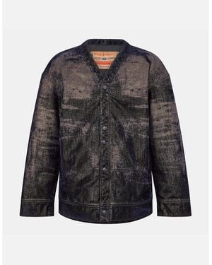 DIESEL Solid Patterned Denim Jacket - Black