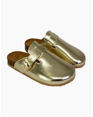 XY London Ladies Lucy Metallic Cork Slip-On Mules - Green