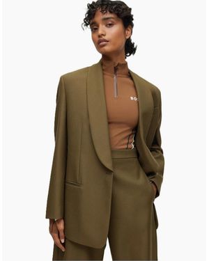 BOSS Jigago Alica Solid Patterned Blazer - Green