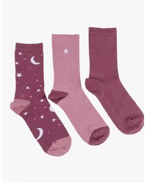 Totes Toasties Ankle Cotton Blend 3 Pack Socks Star - Purple