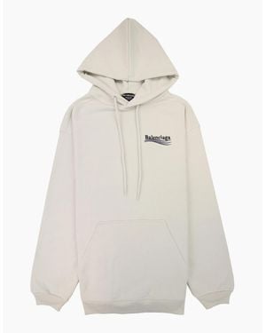 Balenciaga Logo Print Hoodied Sweatshirt 9084 - White
