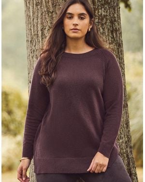 Live Unlimited London Chocolate Crew Neck Longline Knit Jumper - Purple