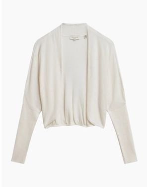 Ted Baker Gabrlaa Circular Knit Cropped Ivory Shrug - White