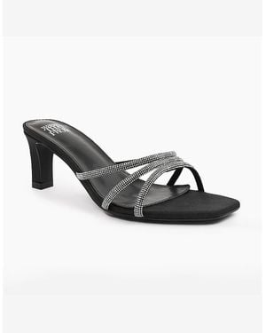 Where's That From High Heel Open Toe Block Heel Sandals - Black