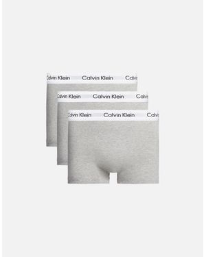 Calvin Klein Cotton Stretch 3-Pack Low Rise Boxer Trunks, Heather - White