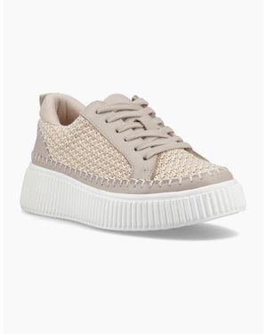 Hush Puppies Haisley Woven Textile Taupe Standard Trainers - White