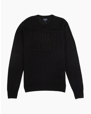 Armani Jeans Embossed Logo Lightweight Sweatshirt Nero - Black