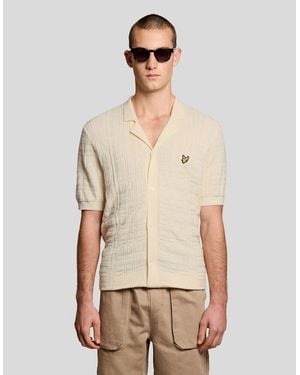 Lyle & Scott Revere Collar Knitted Resort Shirt - Natural