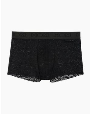 Hom Temptation Free Cut Lace Boxer Trunk - Black