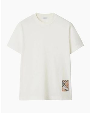 Burberry Check-Logo Patch Cotton T-Shirt - White