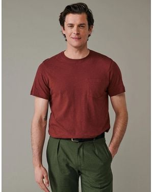 aubi Aldam Cotton Linen T-Shirt - Red