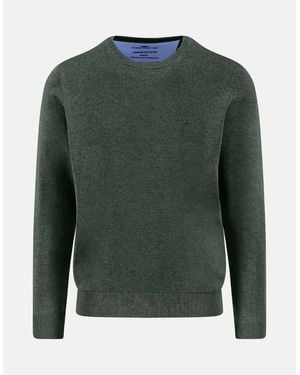 Fynch-Hatton Fine Knit Cotton Crewneck Dark Ivy - Green