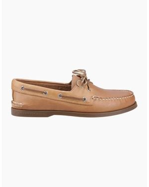 Sperry Top-Sider Sperry Authentic 2 Eye Leather Boy's Royal/Maron Royal Boat Shoes - White