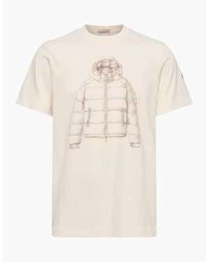 Moncler Printed Cotton T-Shirt - Natural