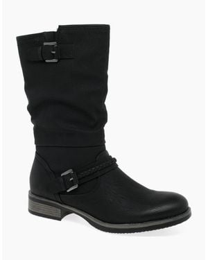 Rieker Estella Calf Length Slouch Boots - Black