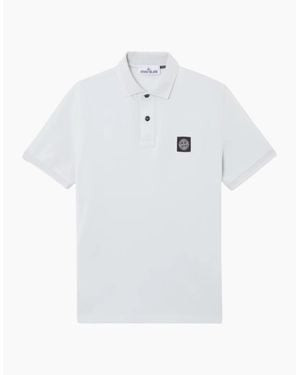 Stone Island Organic Cotton Elastane Pique Sky Polo Shirt - White