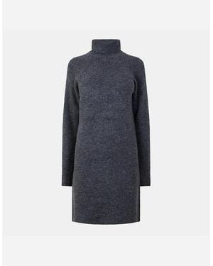 Pieces Knit Turtleneck Long Sleeve Mini Jumper Dress - Blue