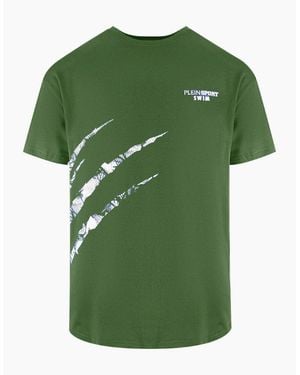Philipp Plein Plein Sport Scratch Logo T-Shirt - Green