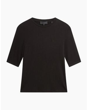 Ted Baker Casy Fitted Half Sleeve Chest Branded Top - Black