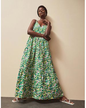 Ro&zo Ditsy Cotton Tiered Dress - Green