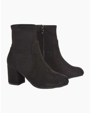XY London Ladies Rogue Mid Block Heel Ankle Boots - Black