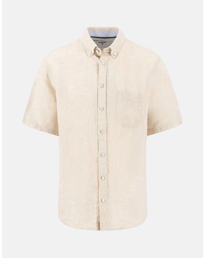 Fynch-Hatton Premium Linen Button Down Short Sleeved Shirt Sand - Natural