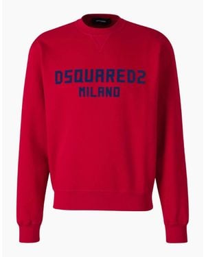 DSquared² Cool Fit Milano Crew Neck Jumper - Red