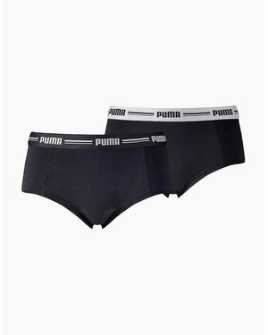 PUMA 2-Pack Striped Logo Mid-Rise Mini Shorts - Black