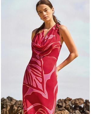 Ro&zo Petite Emilia Floral Halter Neck Dress - Red