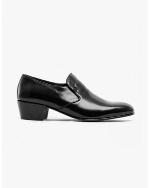 Club Cubano Bilbao Soft Leather Plain Cuban Heel Shoes - Black