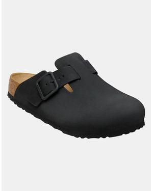 Birkenstock Boston Wire Buckle Nubuck Leather Clogs - Black