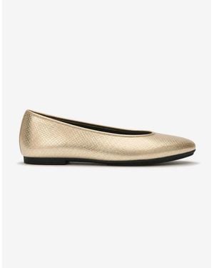 Fitflop Delicato Snake Metallic Ballerina Shoes Platino - White
