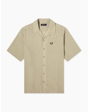 Fred Perry Textured Lightweight Warm Vacation Shirt - Natural
