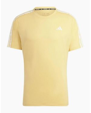 adidas The Run 3 Stripes T Shirt - Yellow