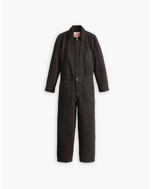 Levi's Levi's Iconic Collared Neck Long Sleeve Solid Patterned Jumpsuit - Black