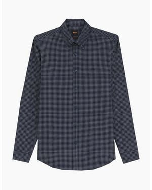 BOSS Check Ricket Long Sleeved Shirt - Blue