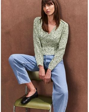 Ro&zo Ditsy Pintuck Blouse - Blue