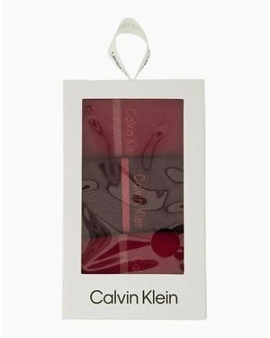 Calvin Klein 3-Pack Lurex Stripe Socks Gift Box, Berry - White