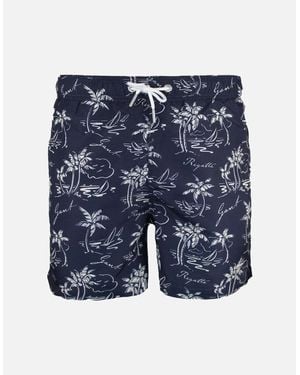 GANT Island Print Swim Shorts, Evening - Blue
