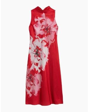 Ted Baker Aliara Printed Cowl Neck Midi Slip Dress - Red