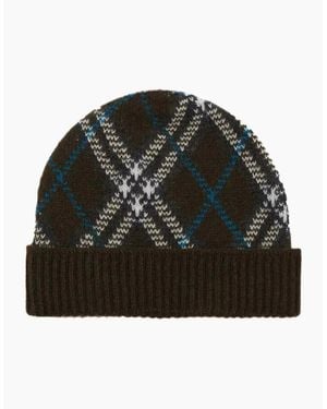 Burberry Check Print Cashmere Blend Beanie - Black