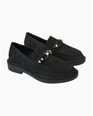 XY London Ladies Dakoa Chain Detail Loafers - Black