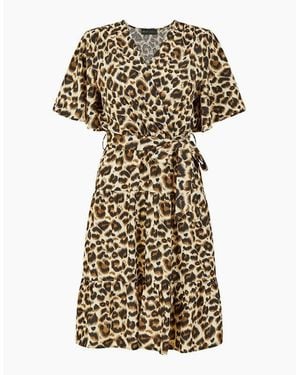 Mela London V-Neck Knee Length Skater Dress - Brown