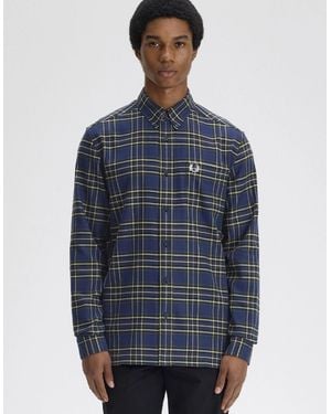 Fred Perry Brushed Twill Tartan Shirt - Blue